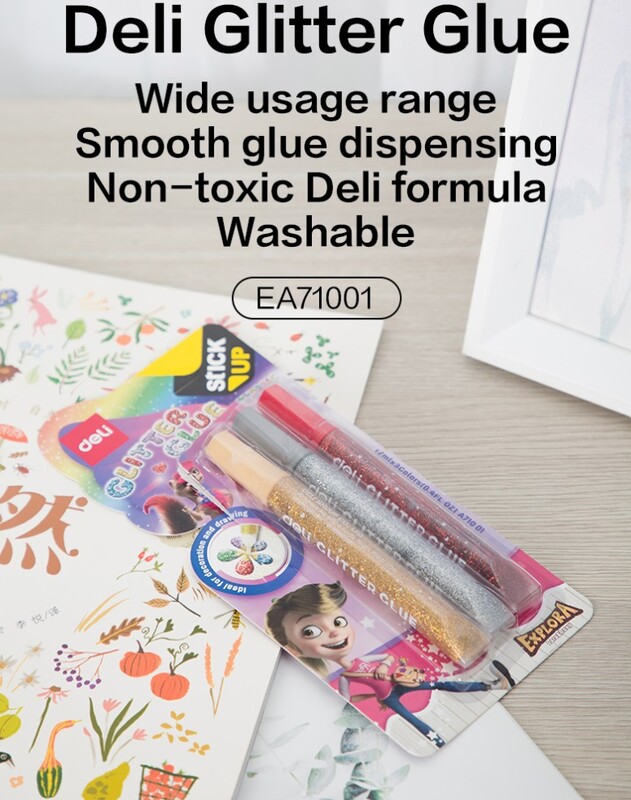 DELI A71001 GLITTER GLUE 12ML 3 COLORS