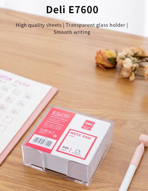 DELI E7600 NOTE PAD BLOCK WITH TRANSPARENT CASE 70GSM