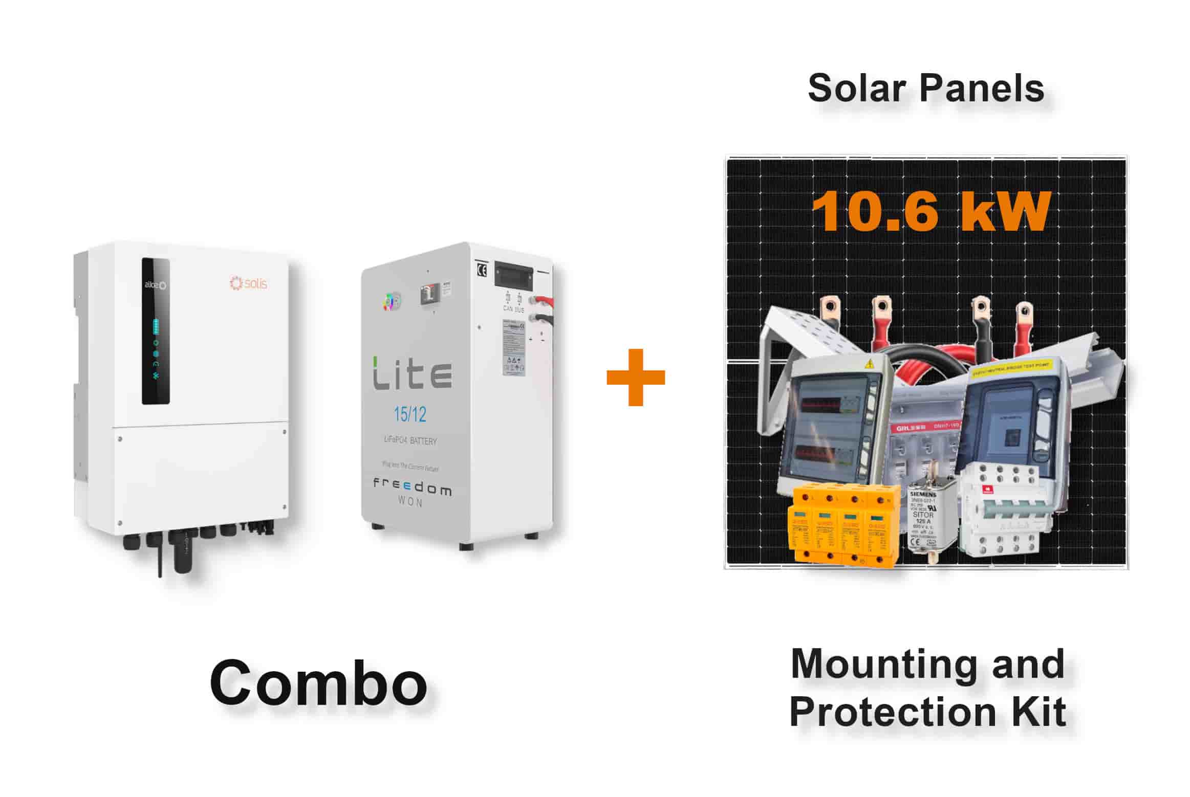 8.0 kW SOLIS S6 Hybrid Combo, c/w 15 kWh FREEDOM WON Lithium Battery