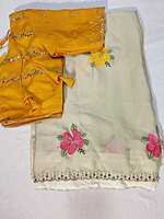 J383: Ready To Ship Beautiful Pure Georgette Saree With All Over Floral Work With Stitched Blouse J383: Ready To Ship Beautiful Pure Georgette Saree With All Over Floral Work With Stitched Blouse