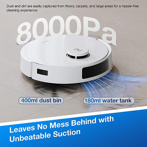 Ecovacs DEEBOT N20 PRO Robot Vacuum Cleaner - 8000Pa Suction, 300min Runtime