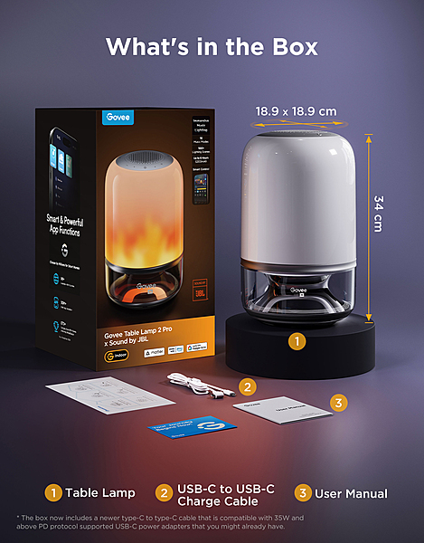 Govee RGBICWW Table Lamp 2 Pro Sound by JBL