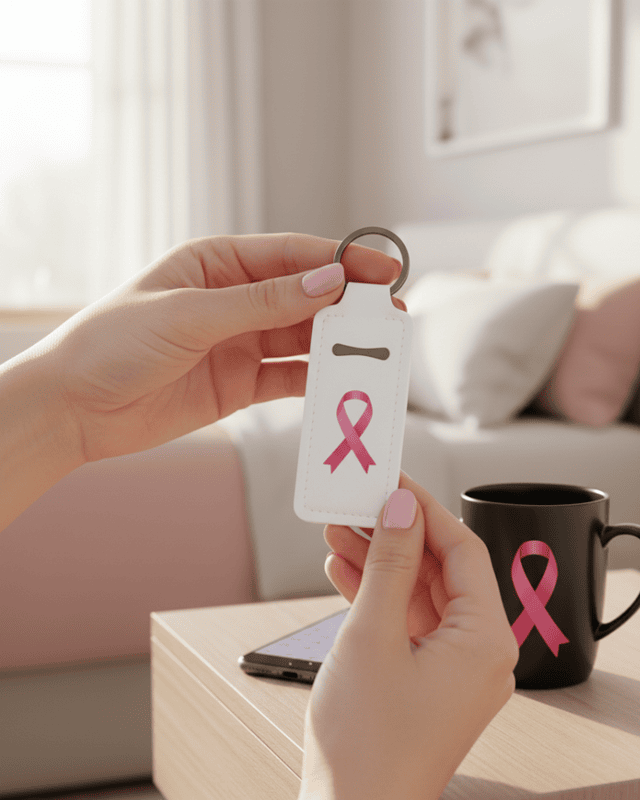 Breast Cancer Awareness Lip Balm Keychains