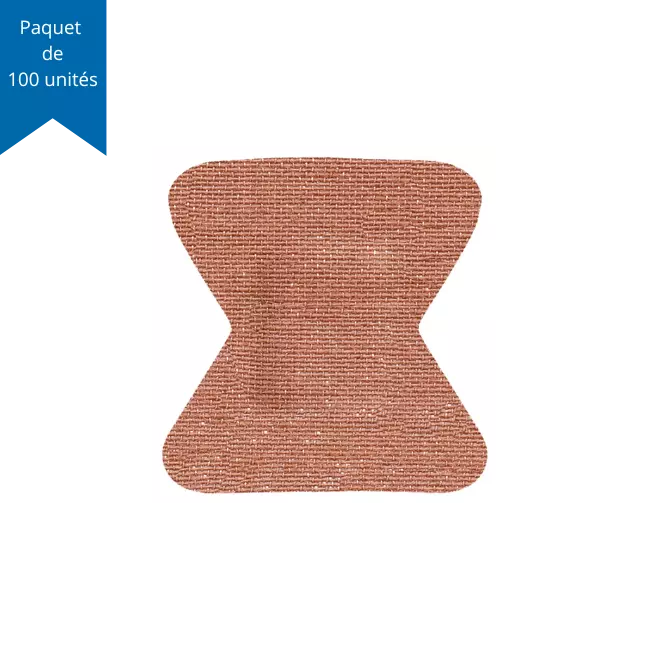 Pansements / Bandages adhésifs stériles en tissu – Petit bout de doigt 4,5 cm x 5 cm (1-3/4 po x 3 po) – Paquet de 100 unités