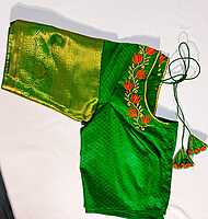 J433: Ready To Ship Semi Kanchipattu Saree With Stitched Embroidery Work Blouse J433: Ready To Ship Semi Kanchipattu Saree With Stitched Embroidery Work Blouse