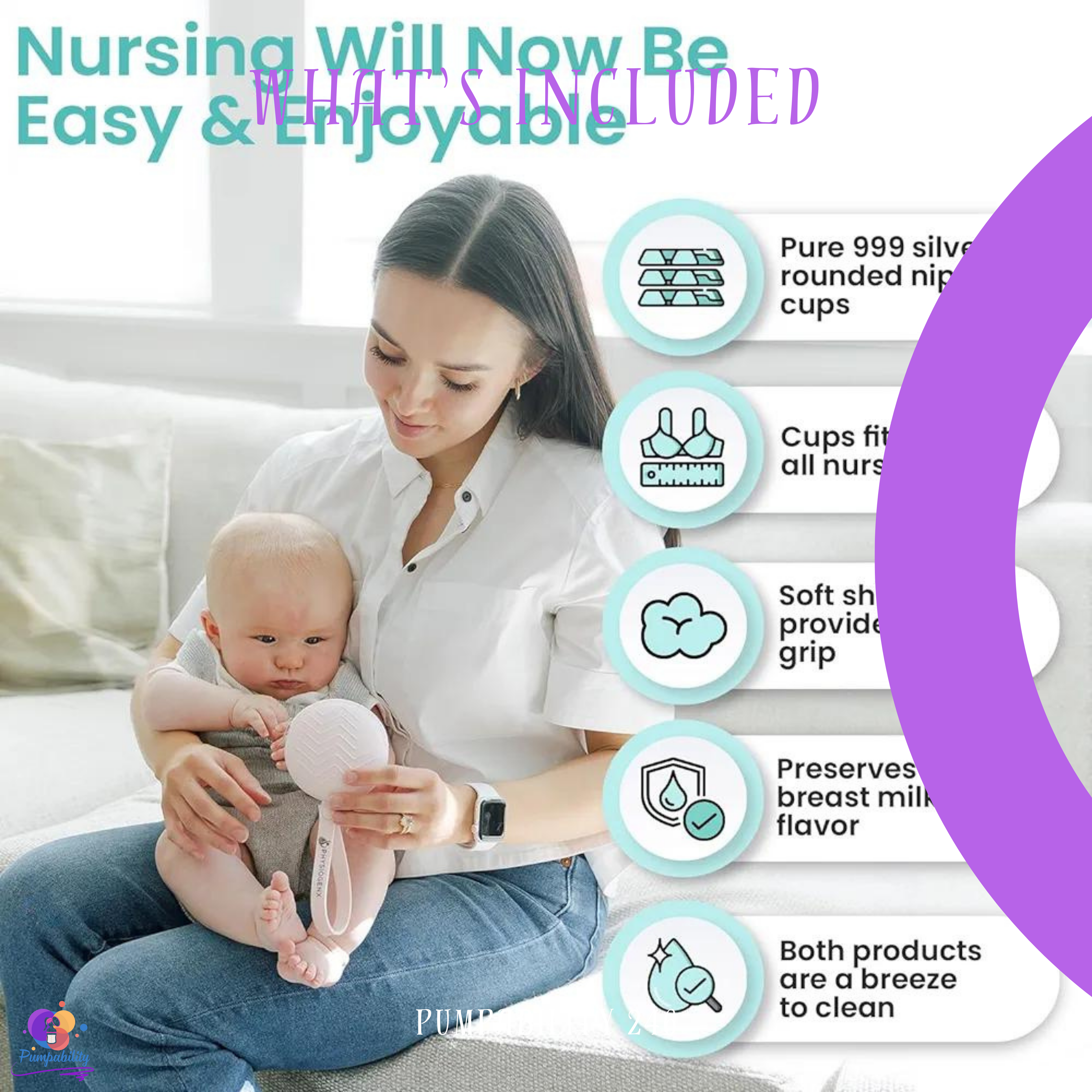 PhysiogenX Silver Nursing Cup and Nipple Shield Kit
