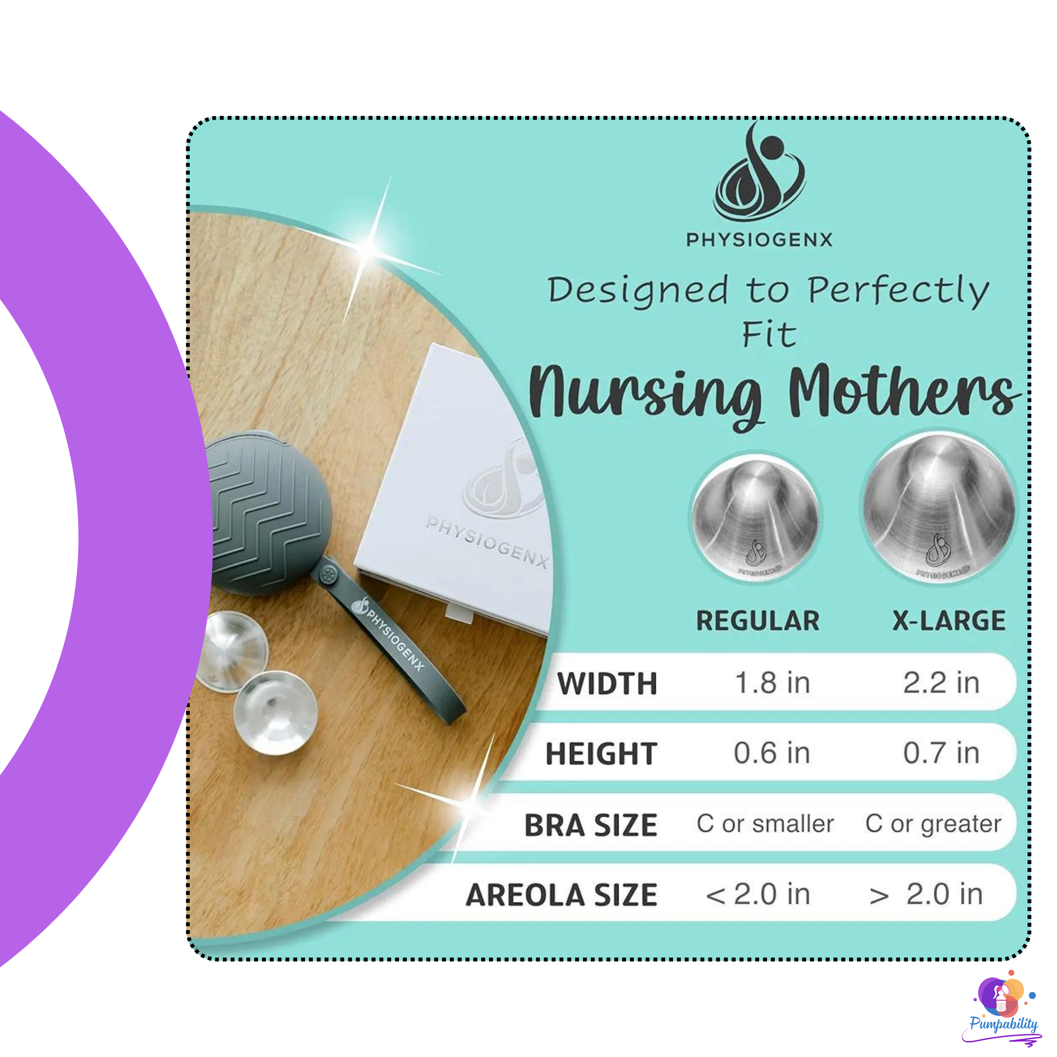 PhysiogenX Silver Nursing Cup and Nipple Shield Kit