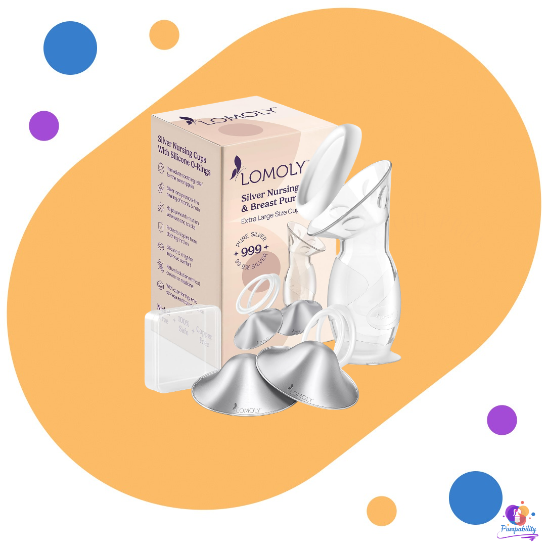 LOMOLY Silver Nursing Cup & Milk Collector Set