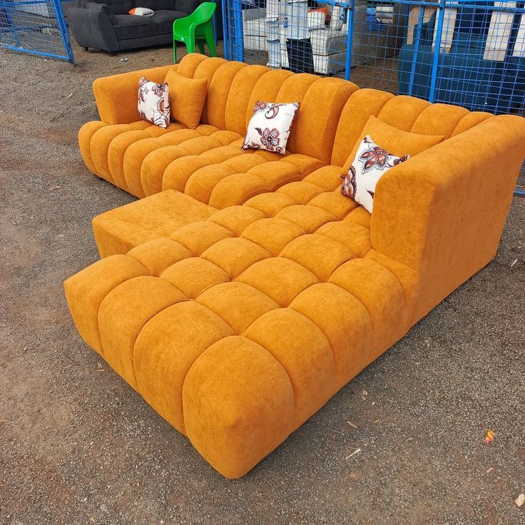 Mustard Yellow L seat 6 seater bubble design