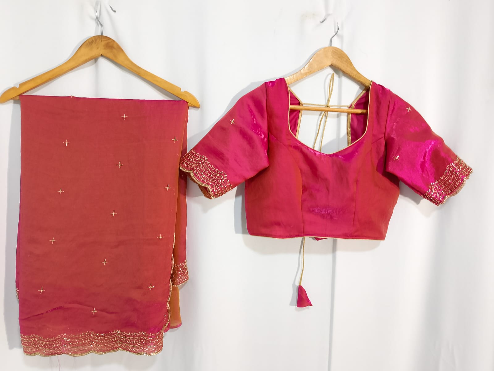N642: Ready To Ship Beautiful Space Silk Saree With Stitched Blouse N642: Ready To Ship Beautiful Space Silk Saree With Stitched Blouse