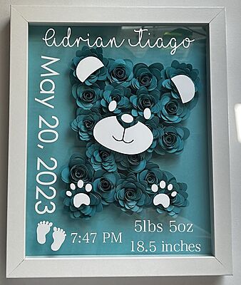Floral Teddy Birth Detail Frame
