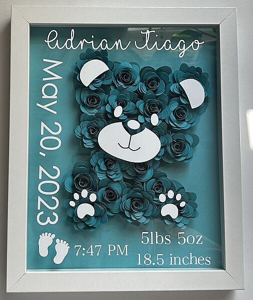 Floral Teddy Birth Detail Frame