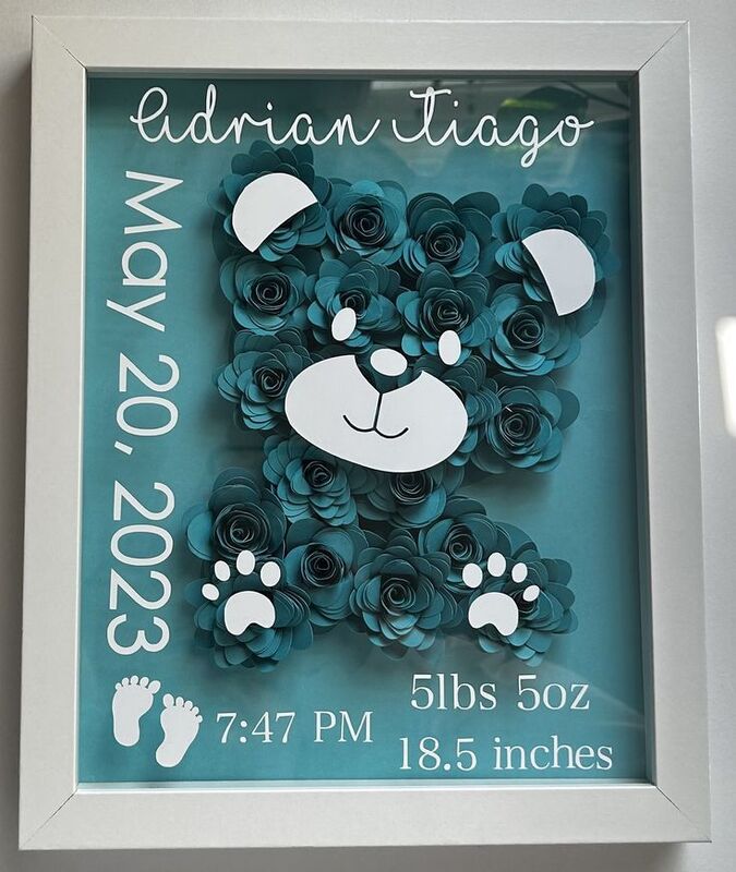 Floral Teddy Birth Detail Frame