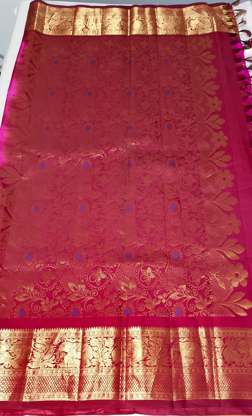 N654: Ready To Ship Beautiful Pure Kanchipattu Saree With Stitched Maggam Work Blouse N654: Ready To Ship Beautiful Pure Kanchipattu Saree With Stitched Maggam Work Blouse