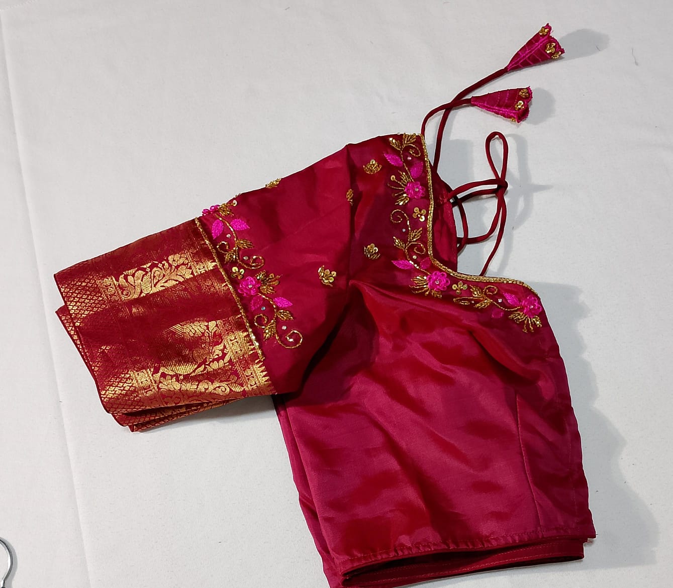 N654: Ready To Ship Beautiful Pure Kanchipattu Saree With Stitched Maggam Work Blouse N654: Ready To Ship Beautiful Pure Kanchipattu Saree With Stitched Maggam Work Blouse