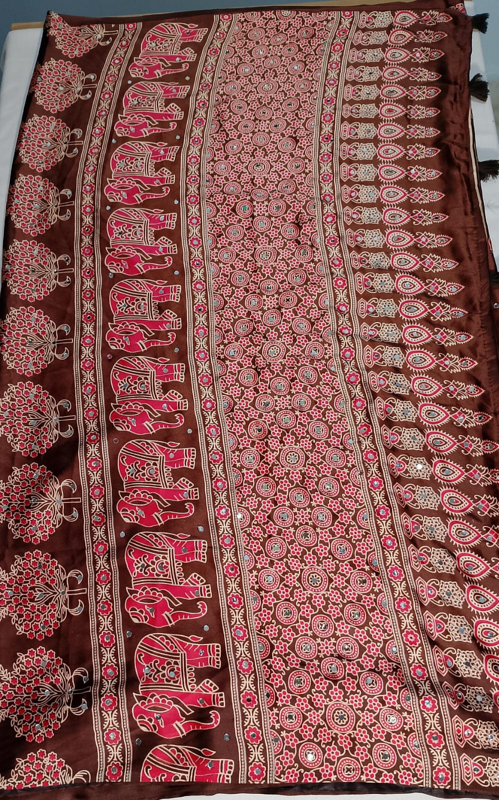 N768:Ready To Ship Beautiful Soft Satin Silk Azark Saree With Stitched Blouse N768:Ready To Ship Beautiful Soft Satin Silk Azark Saree With Stitched Blouse