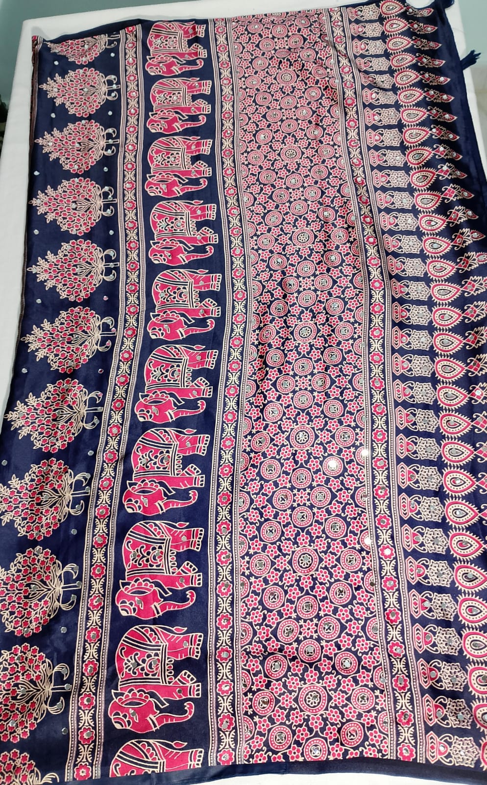 N767:Ready To Ship Beautiful Soft Satin Silk Azark Saree With Stitched Blouse N767:Ready To Ship Beautiful Soft Satin Silk Azark Saree With Stitched Blouse
