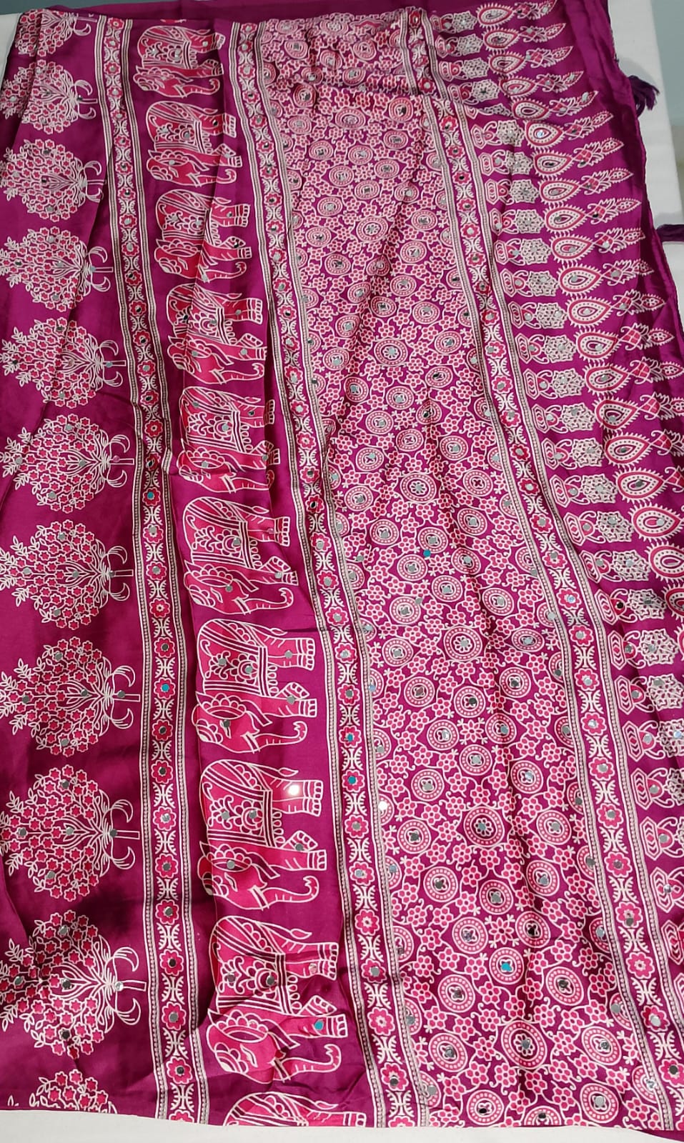N765:Ready To Ship Beautiful Soft Satin Silk Azark Saree With Stitched Blouse N765:Ready To Ship Beautiful Soft Satin Silk Azark Saree With Stitched Blouse