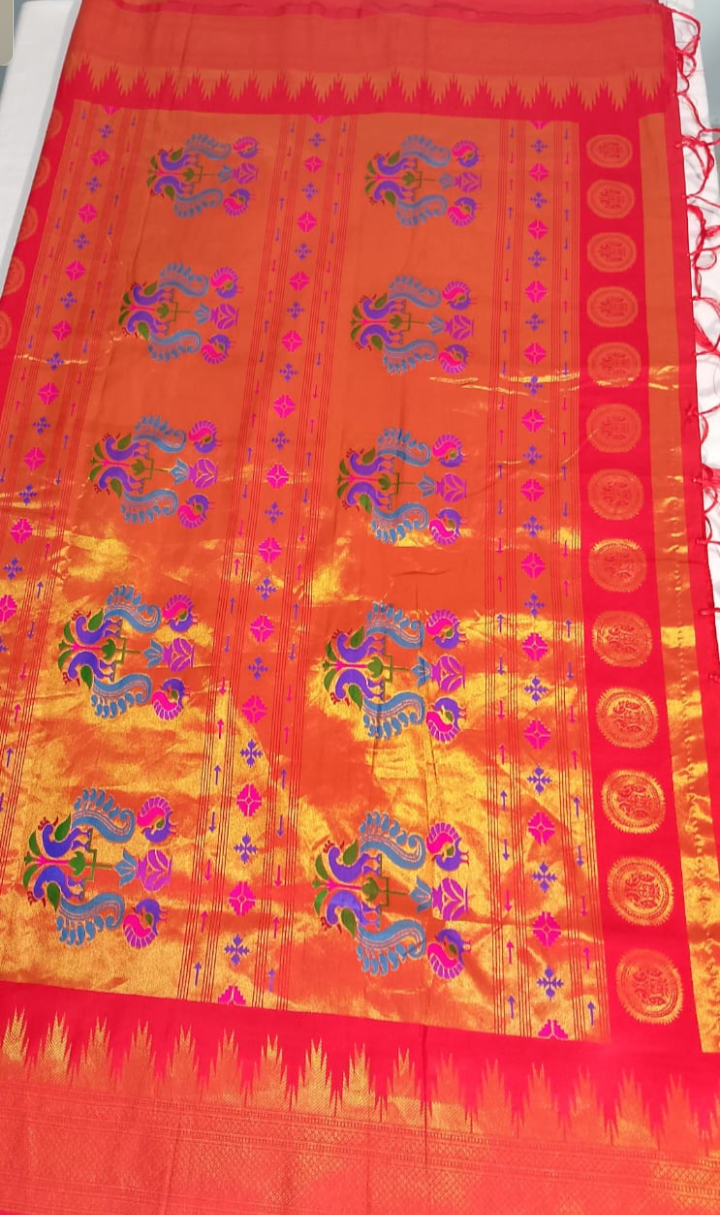 N787: Ready To Ship Beautiful Paithani Saree With Unstitched Blouse