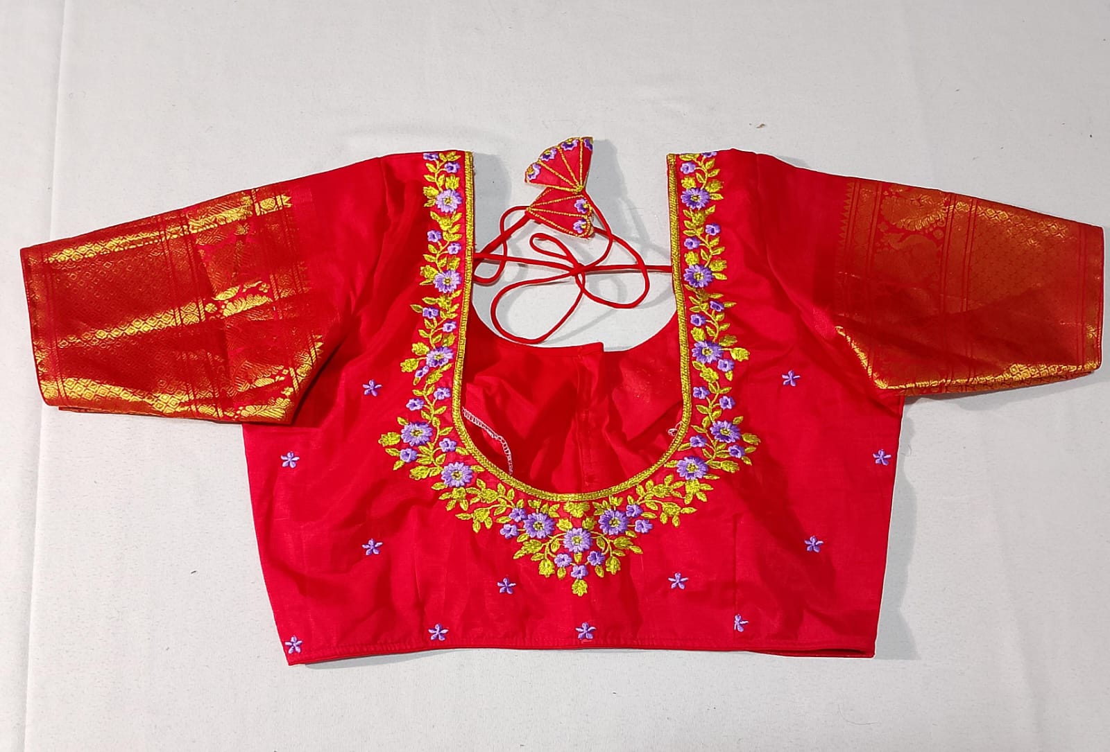 N804: Ready To Ship Beautiful Mangalagiri Saree With Stitched Embroidery Work Blouse N804: Ready To Ship Beautiful Mangalagiri Saree With Stitched Embroidery Work Blouse
