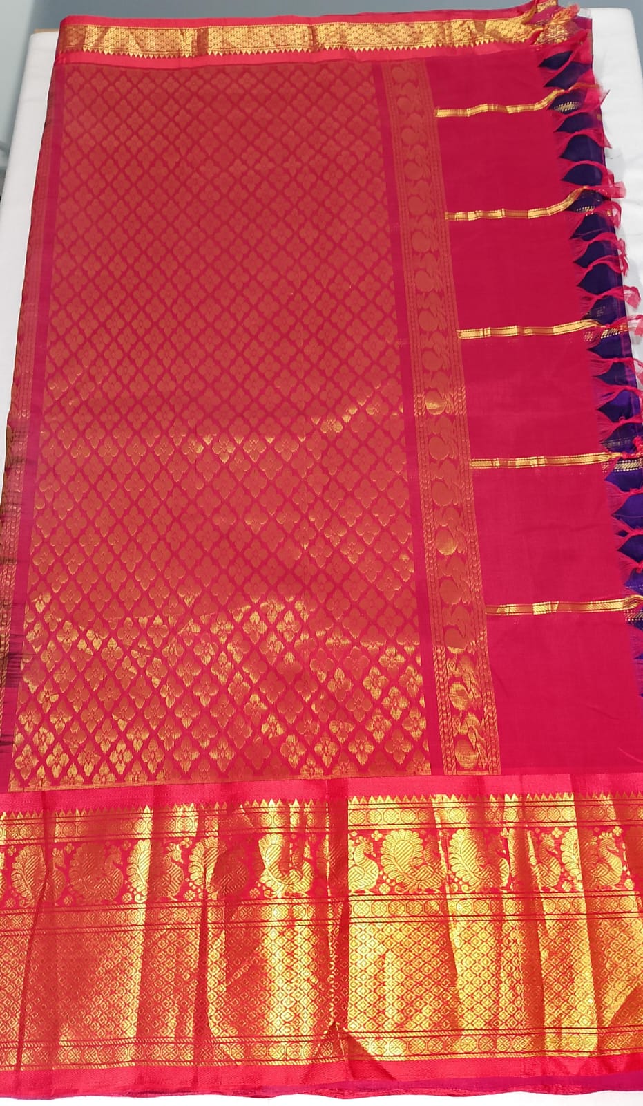 N804: Ready To Ship Beautiful Mangalagiri Saree With Stitched Embroidery Work Blouse N804: Ready To Ship Beautiful Mangalagiri Saree With Stitched Embroidery Work Blouse