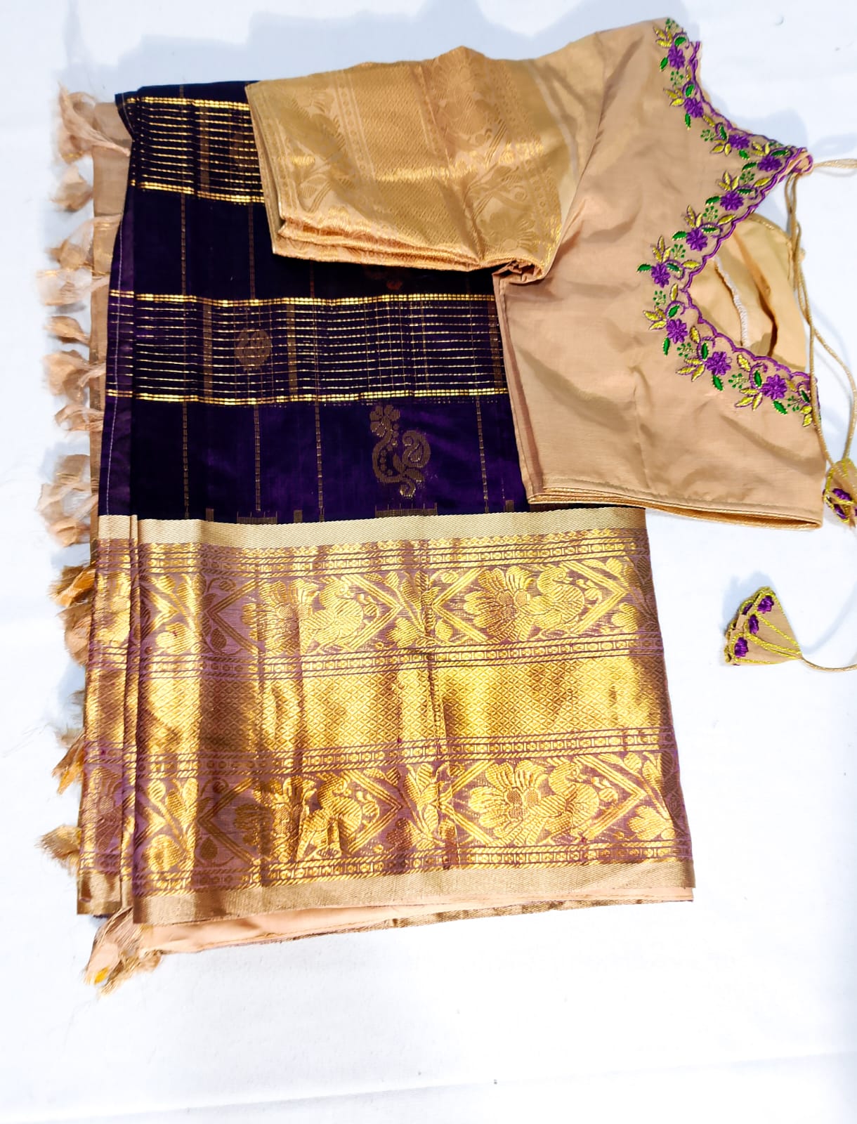 N803: Ready To Ship Beautiful Mangalagiri Saree With Stitched Embroidery Work Blouse N803: Ready To Ship Beautiful Mangalagiri Saree With Stitched Embroidery Work Blouse