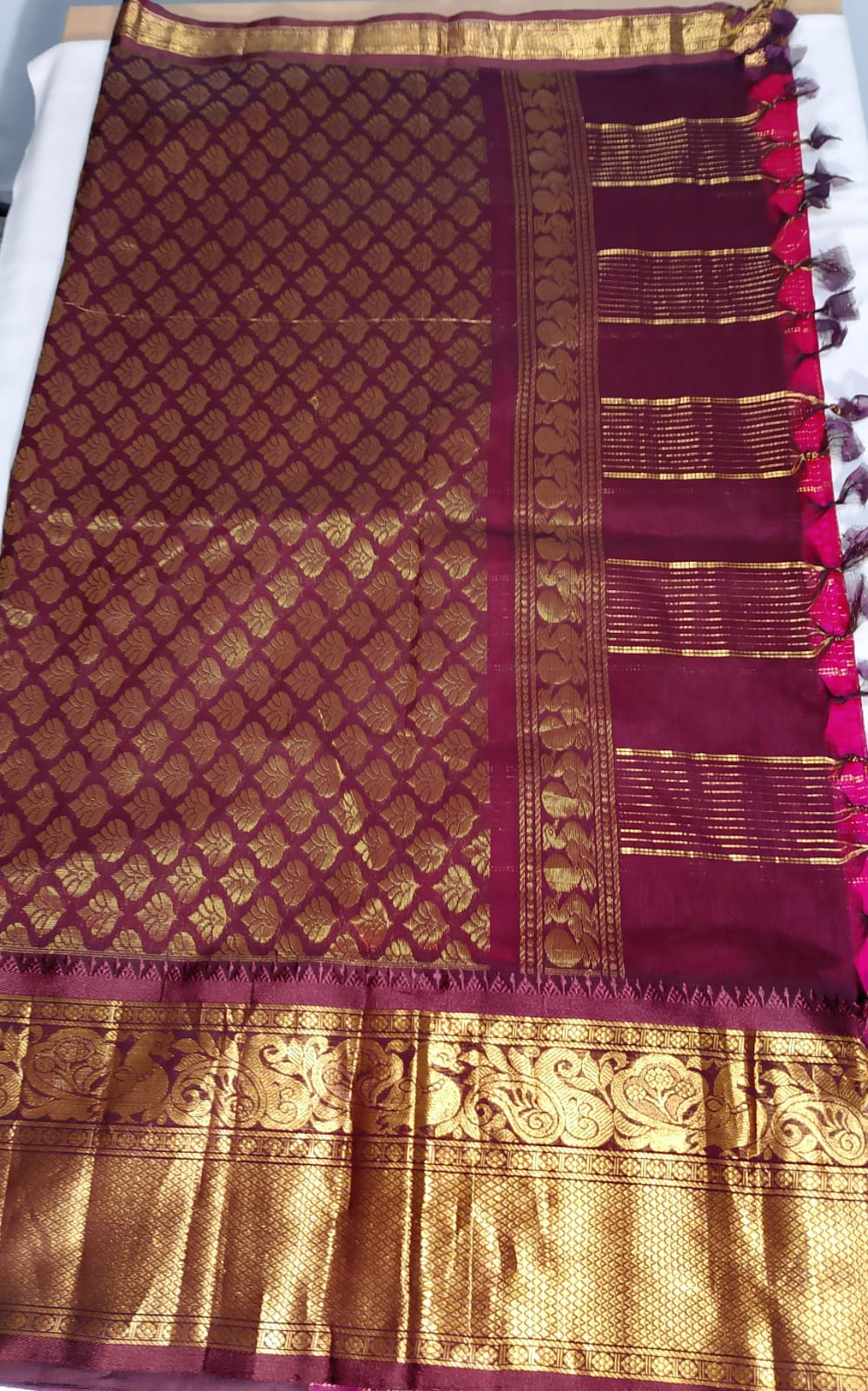 N809: Ready To Ship Beautiful Mangalagiri Saree With Stitched Embroidery Work Blouse N809: Ready To Ship Beautiful Mangalagiri Saree With Stitched Embroidery Work Blouse