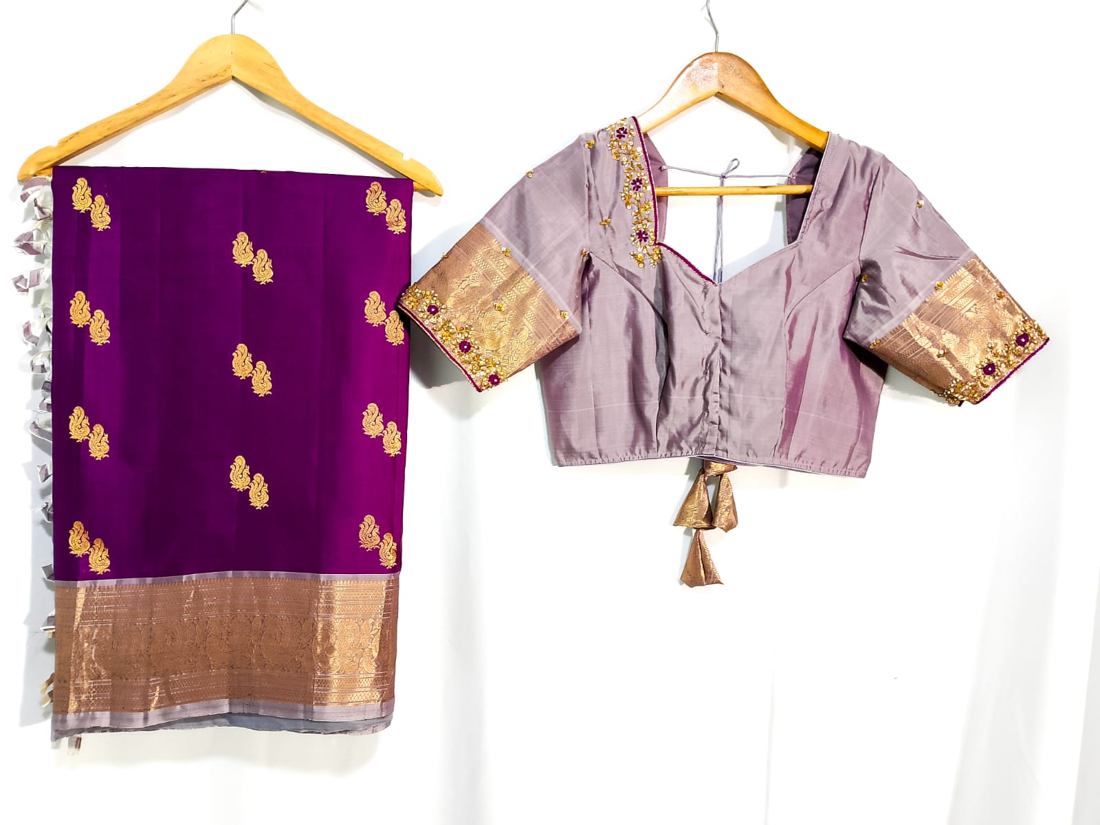 N822:Ready To Ship Beautiful Pure Kanchipattu Saree With Stitched Maggam Work Blouse N822:Ready To Ship Beautiful Pure Kanchipattu Saree With Stitched Maggam Work Blouse