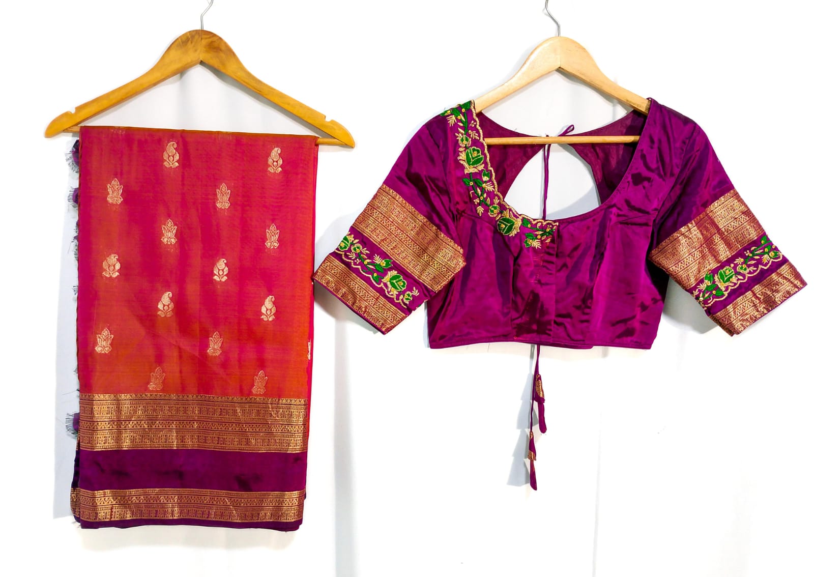 N825: Ready To Ship Beautiful Pure Kanchipattu Saree With Stitched Embroidery Work Blouse N825: Ready To Ship Beautiful Pure Kanchipattu Saree With Stitched Embroidery Work Blouse