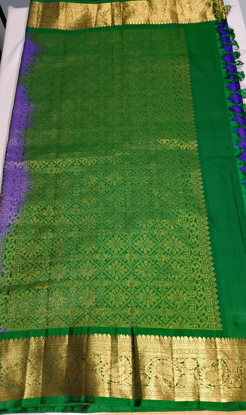 N852:Ready To Ship Beautiful Pure Kanchipattu Saree With Stitched Maggam Work Blouse