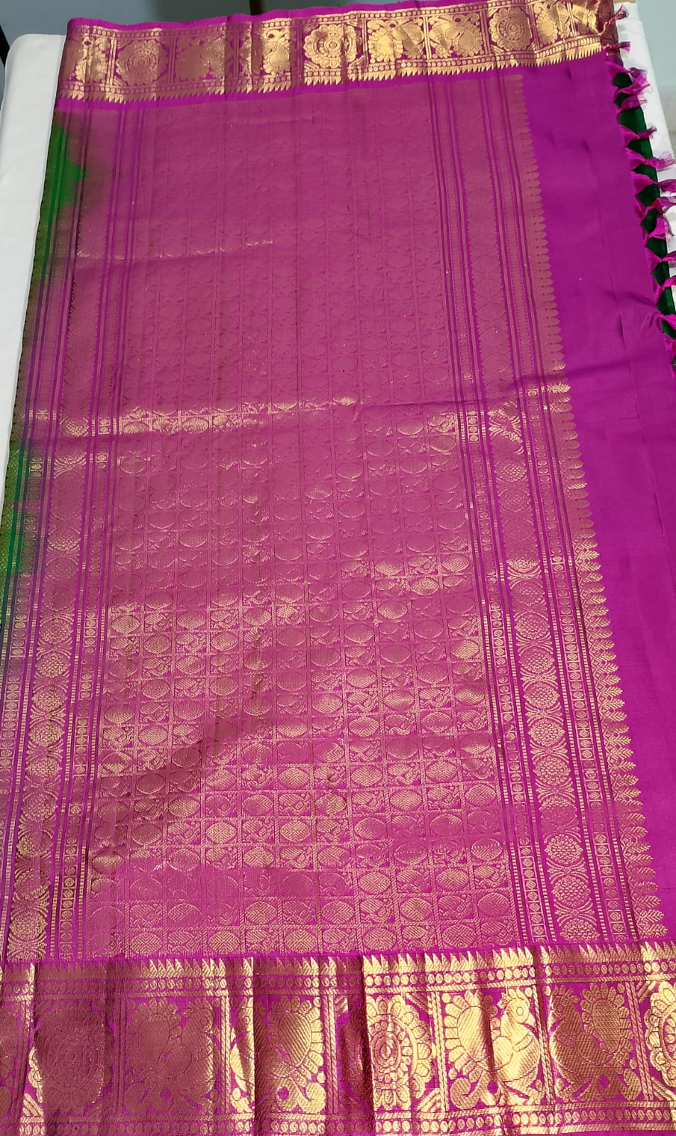 N851:Ready To Ship Beautiful Pure Kanchipattu Saree With Stitched Maggam Work Blouse