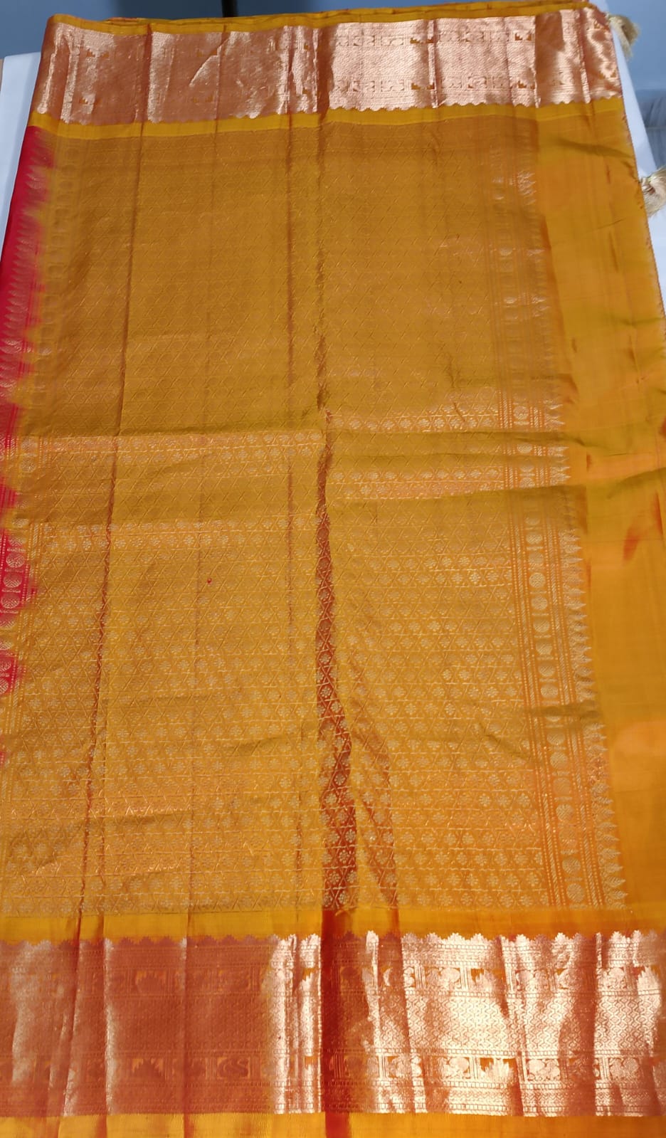 N850:Ready To Ship Beautiful Pure Kanchipattu Saree With Stitched Maggam Work Blouse