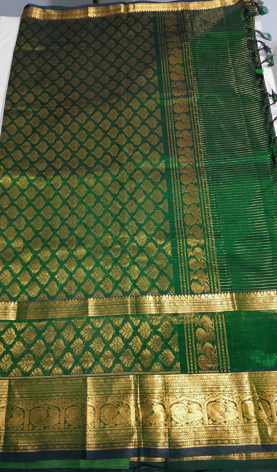 N854: Ready To Ship Beautiful Mangalagiri Saree With Stitched Embroidery Work Blouse