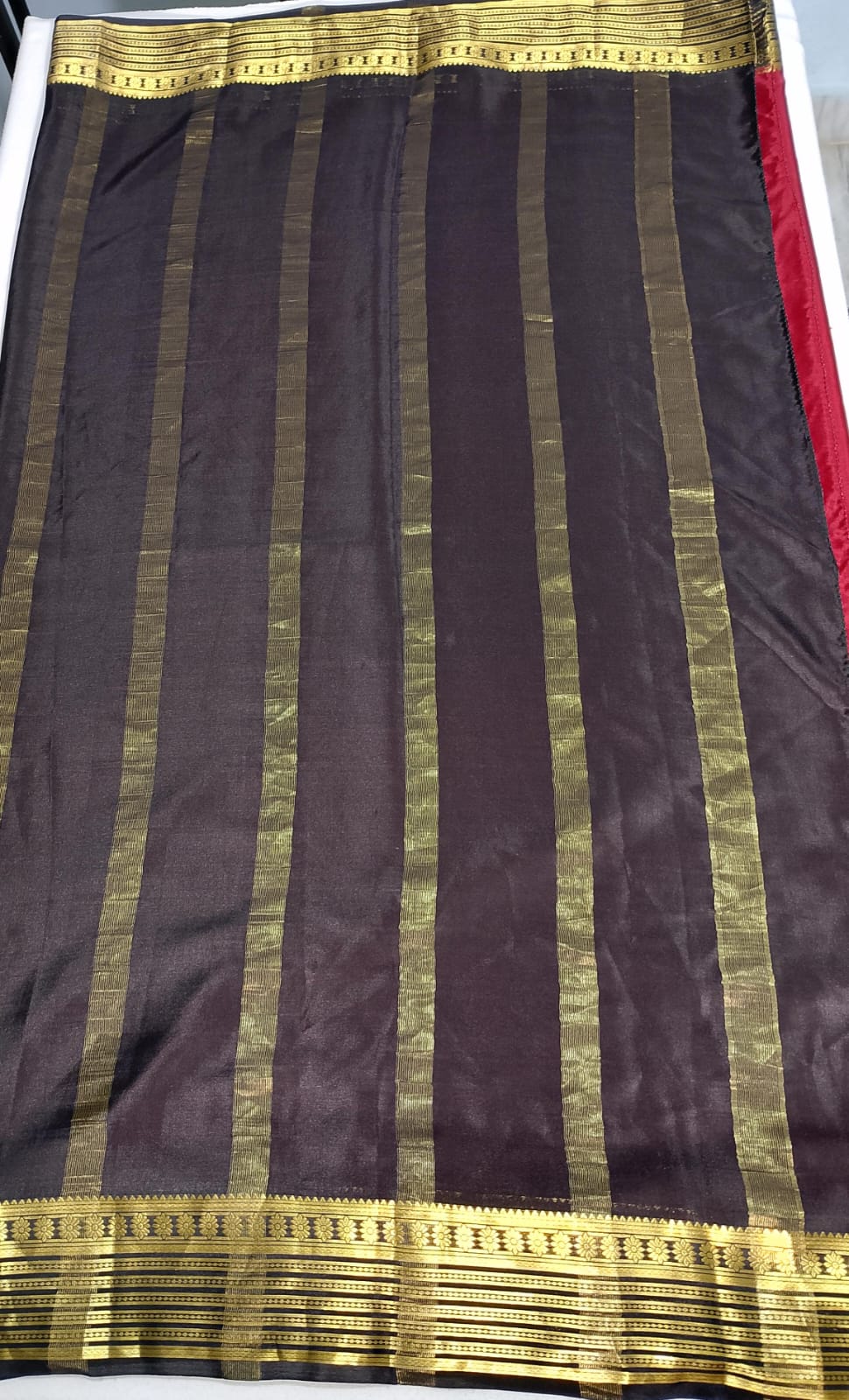 N873:Ready To Ship Beautiful Pure Mysore Silk Saree With Stitched Maggam Work Blouse N873:Ready To Ship Beautiful Pure Mysore Silk Saree With Stitched Maggam Work Blouse