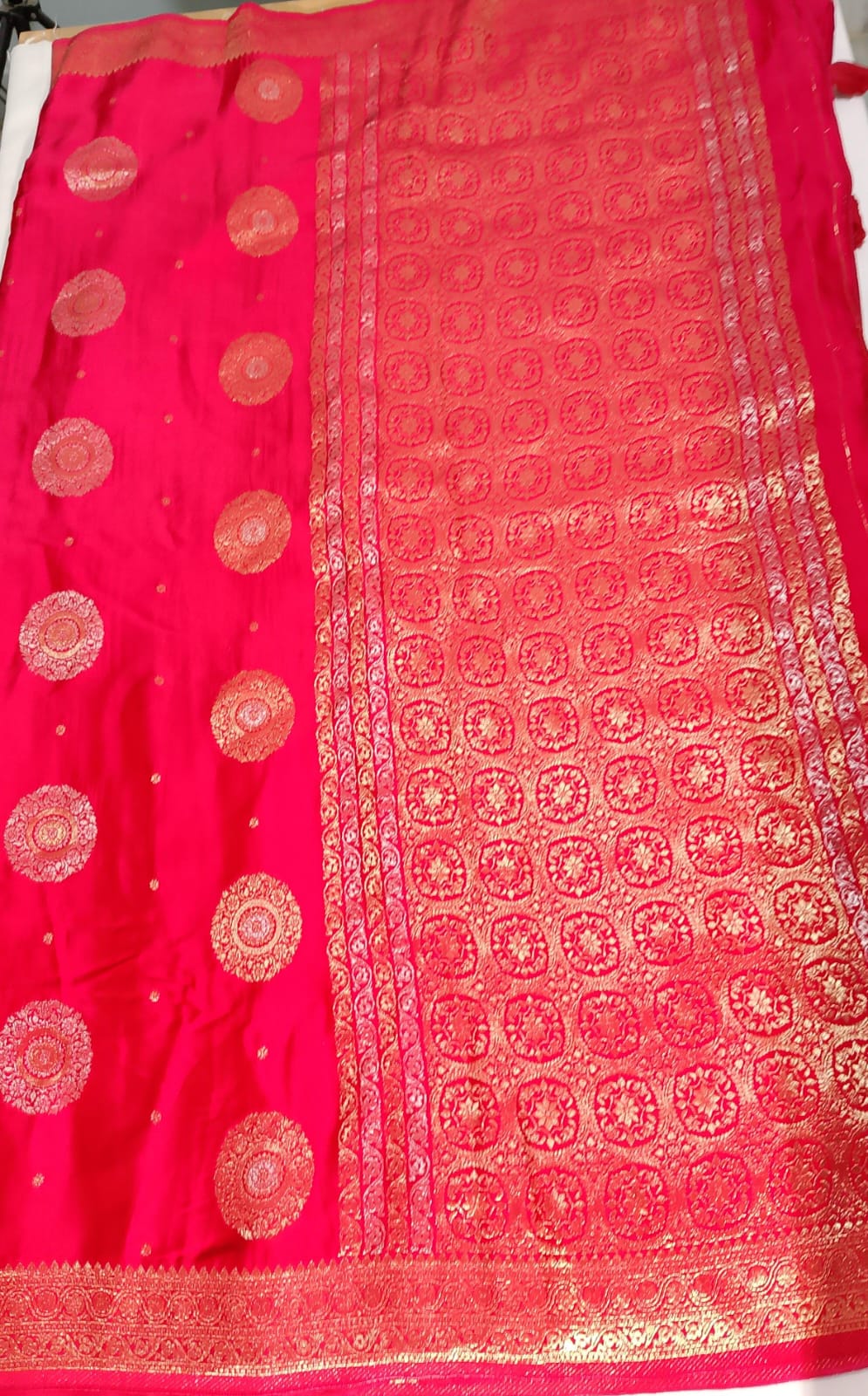 N913: Ready To Ship Beautiful Banarasi Mashroom Satin Silk Saree With Stitched Blouse