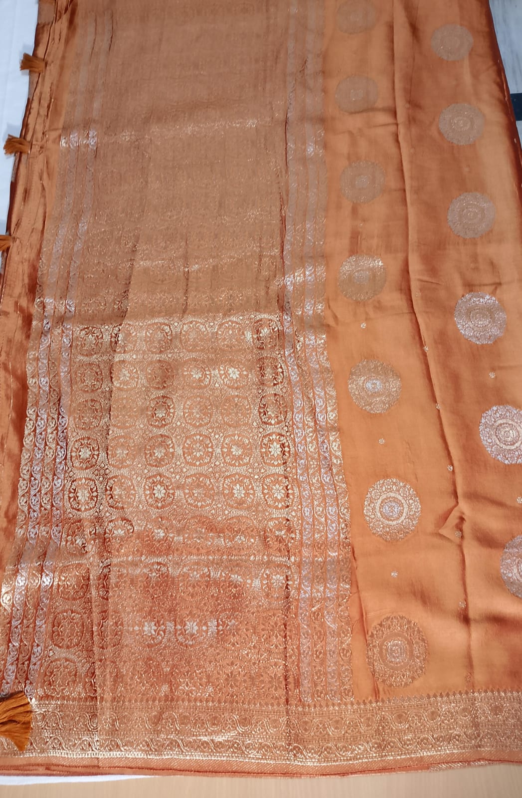 N916: Ready To Ship Beautiful Banarasi Mashroom Satin Silk Saree With Stitched Blouse N916: Ready To Ship Beautiful Banarasi Mashroom Satin Silk Saree With Stitched Blouse