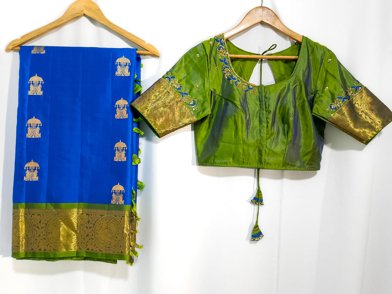 N905:Ready To Ship Beautiful Pure Kanchipattu Saree With Stitched Maggam Work Blouse