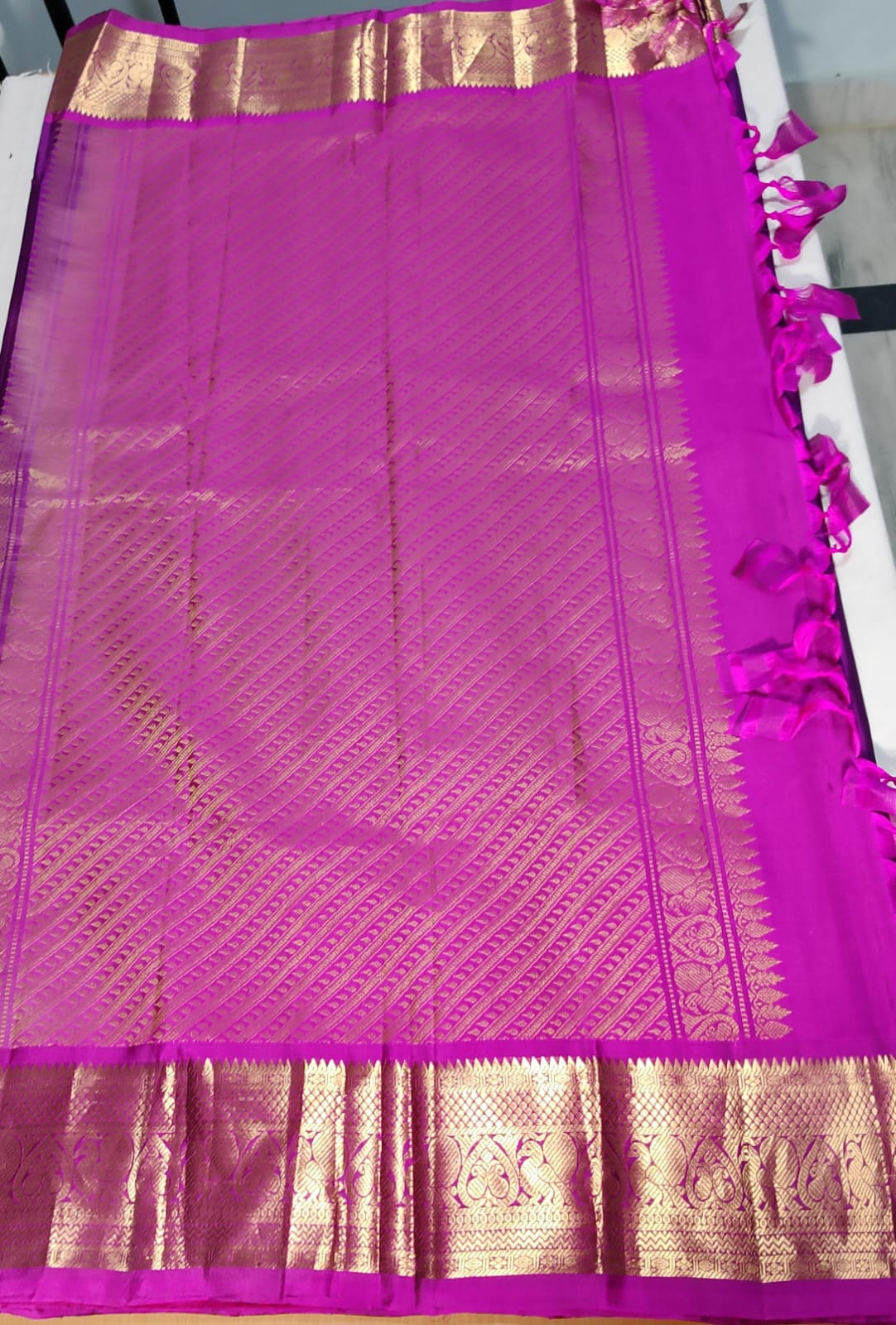N941:Ready To Ship Beautiful Pure Kanchipattu Saree With Stitched Maggam Work Blouse