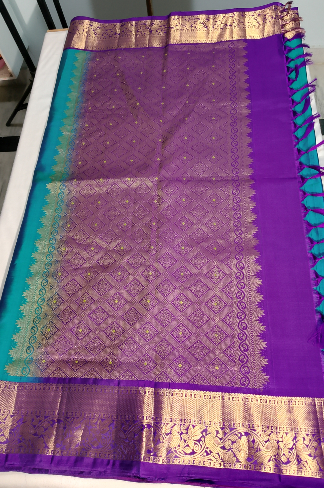 N894:Ready To Ship Beautiful Pure Kanchipattu Saree With Stitched Maggam Work Blouse N894:Ready To Ship Beautiful Pure Kanchipattu Saree With Stitched Maggam Work Blouse