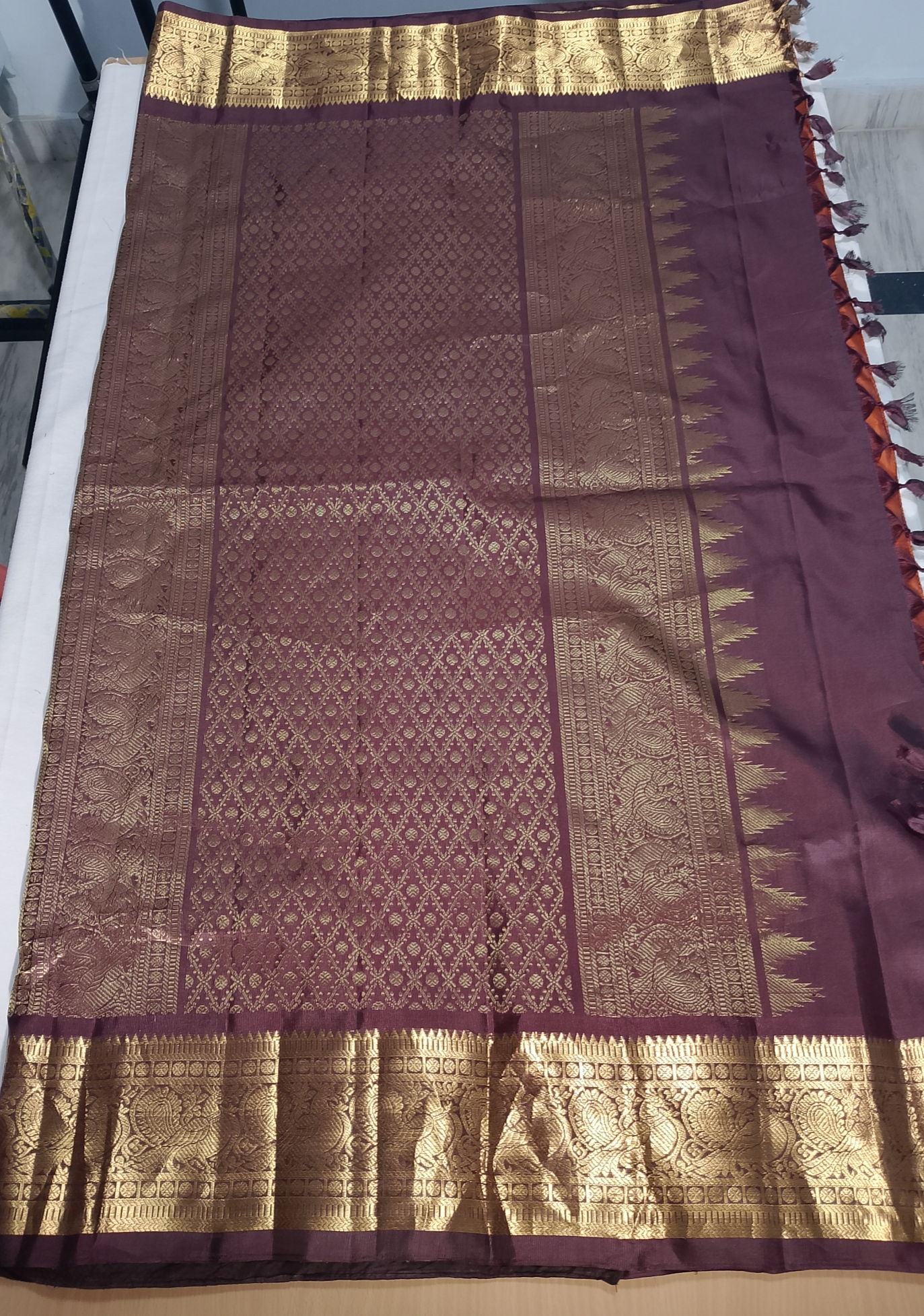 N912:Ready To Ship Beautiful Pure Kanchipattu Saree With Stitched Maggam Work Blouse N912:Ready To Ship Beautiful Pure Kanchipattu Saree With Stitched Maggam Work Blouse