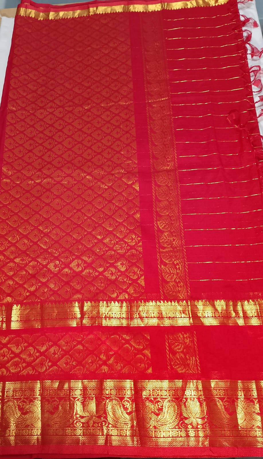 N948: Ready To Ship Beautiful Mangalagiri Saree With Stitched Embroidery Work Blouse N948: Ready To Ship Beautiful Mangalagiri Saree With Stitched Embroidery Work Blouse