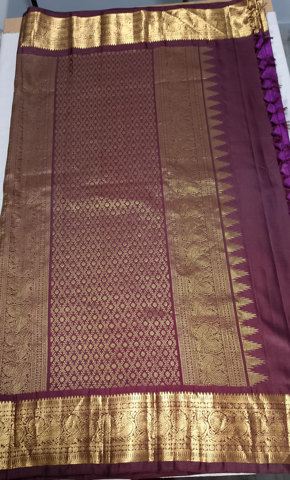N991:Ready To Ship Beautiful Pure Kanchipattu Saree With Stitched Maggam Work Blouse