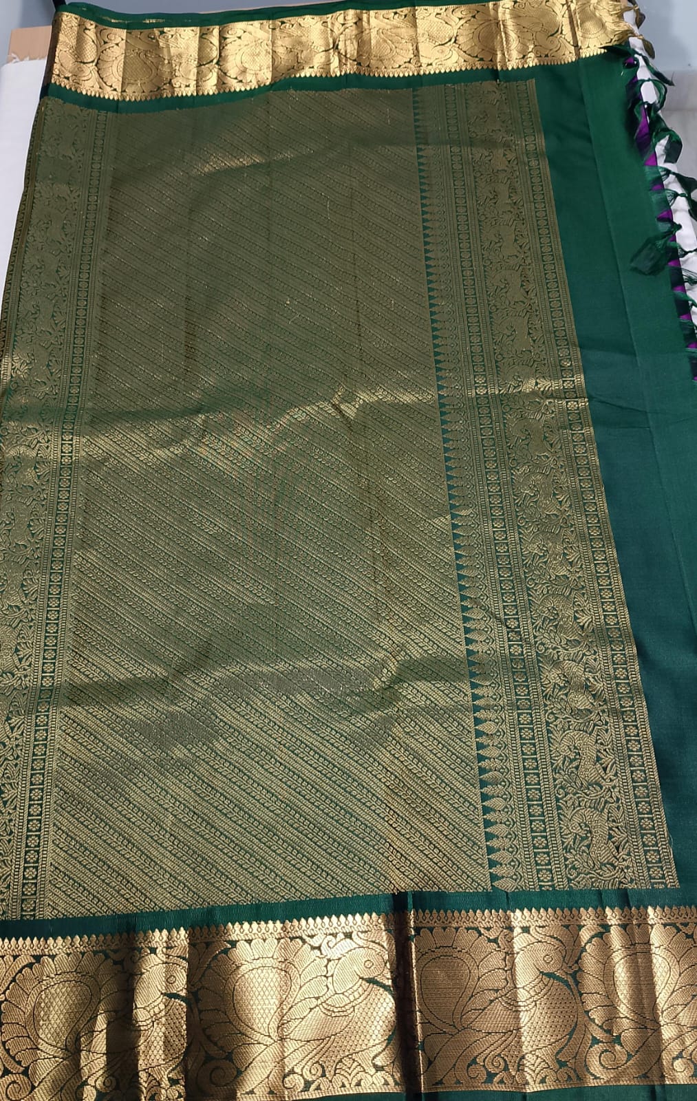 N993:Ready To Ship Beautiful Pure Kanchipattu Saree With Stitched Maggam Work Blouse
