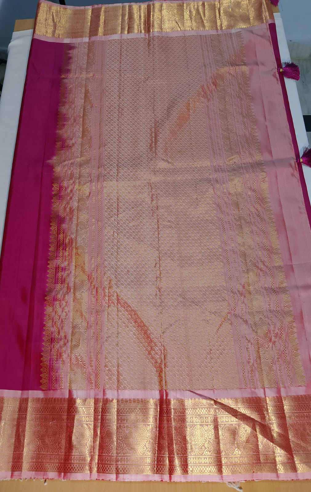 N1029:Ready To Ship Beautiful Pure Kanchipattu Saree With Stitched Maggam Work Blouse