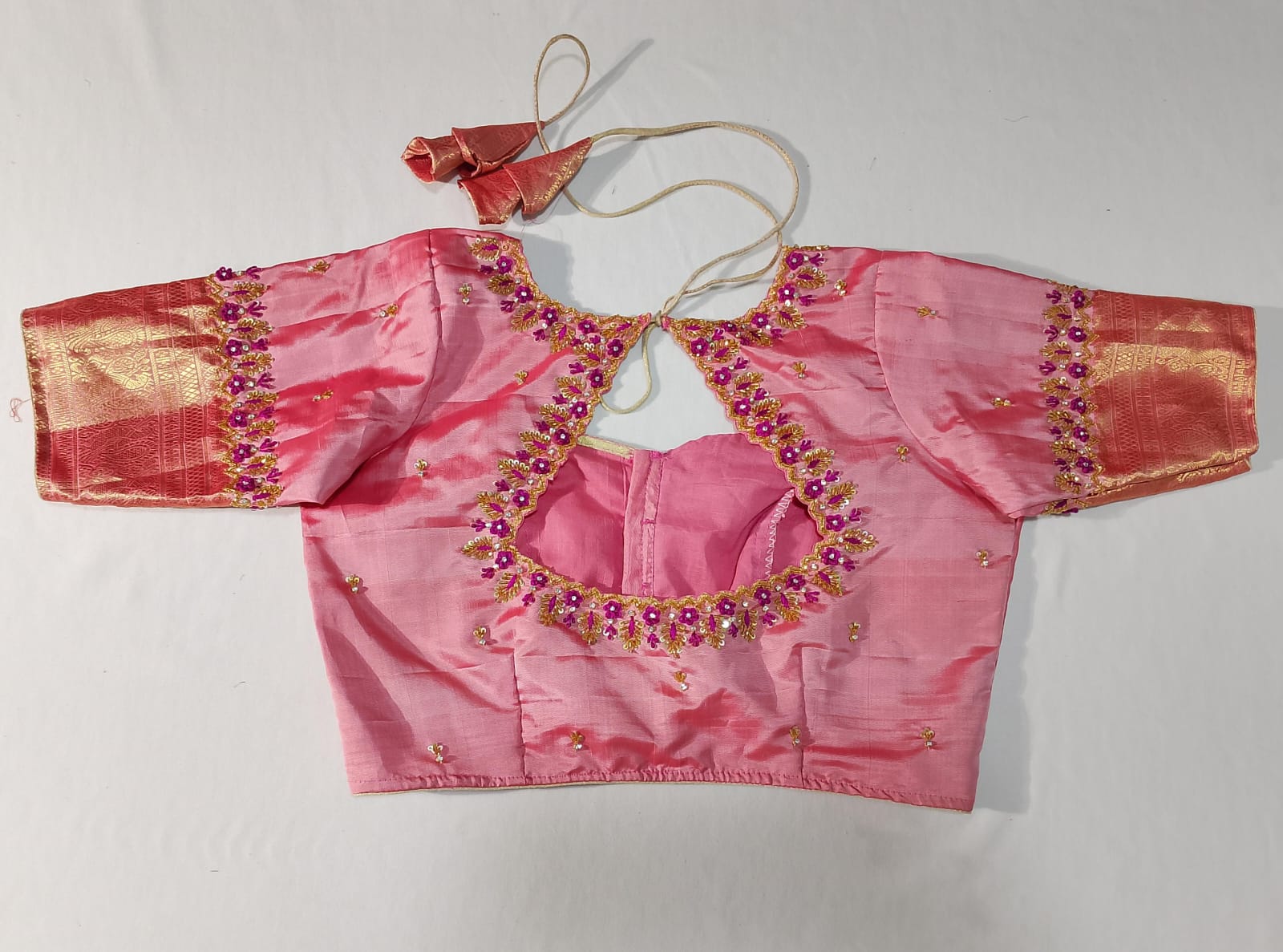N1029:Ready To Ship Beautiful Pure Kanchipattu Saree With Stitched Maggam Work Blouse
