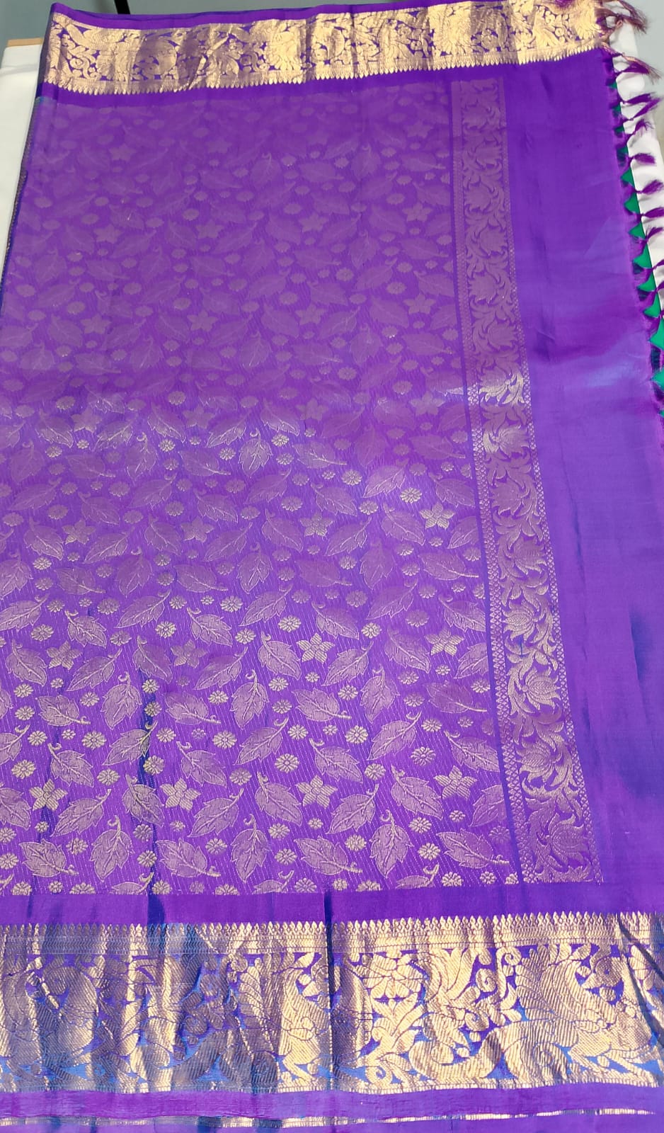 N1028:Ready To Ship Beautiful Pure Kanchipattu Saree With Stitched Maggam Work Blouse