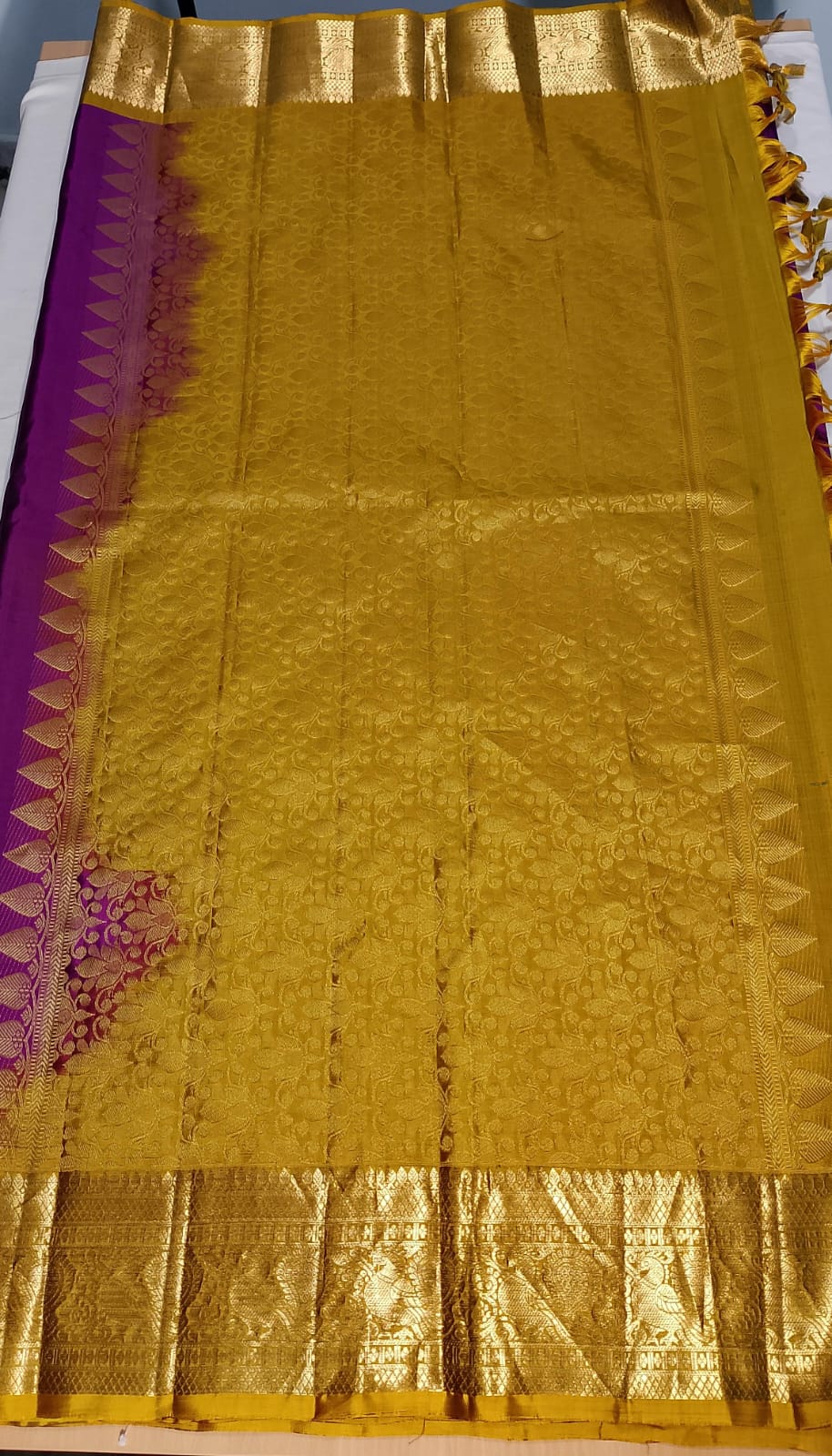 N1039:Ready To Ship Beautiful Pure Kanchipattu Saree With Stitched Maggam Work Blouse