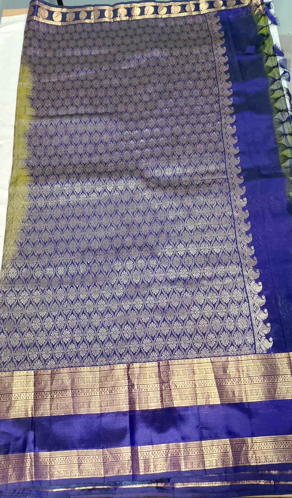 N1040: Ready To Ship Beautiful Pure Kanchiapttu Saree With Stitched Embroidery Work Blouse