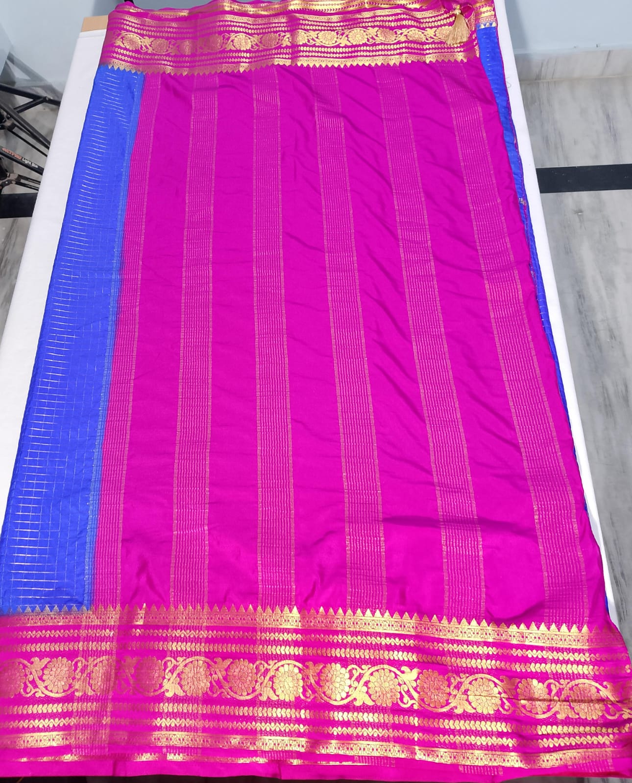 N1063: Ready To Ship Beautiful Mysore Crepe Silk Saree With Stitched Blouse N1063: Ready To Ship Beautiful Mysore Crepe Silk Saree With Stitched Blouse