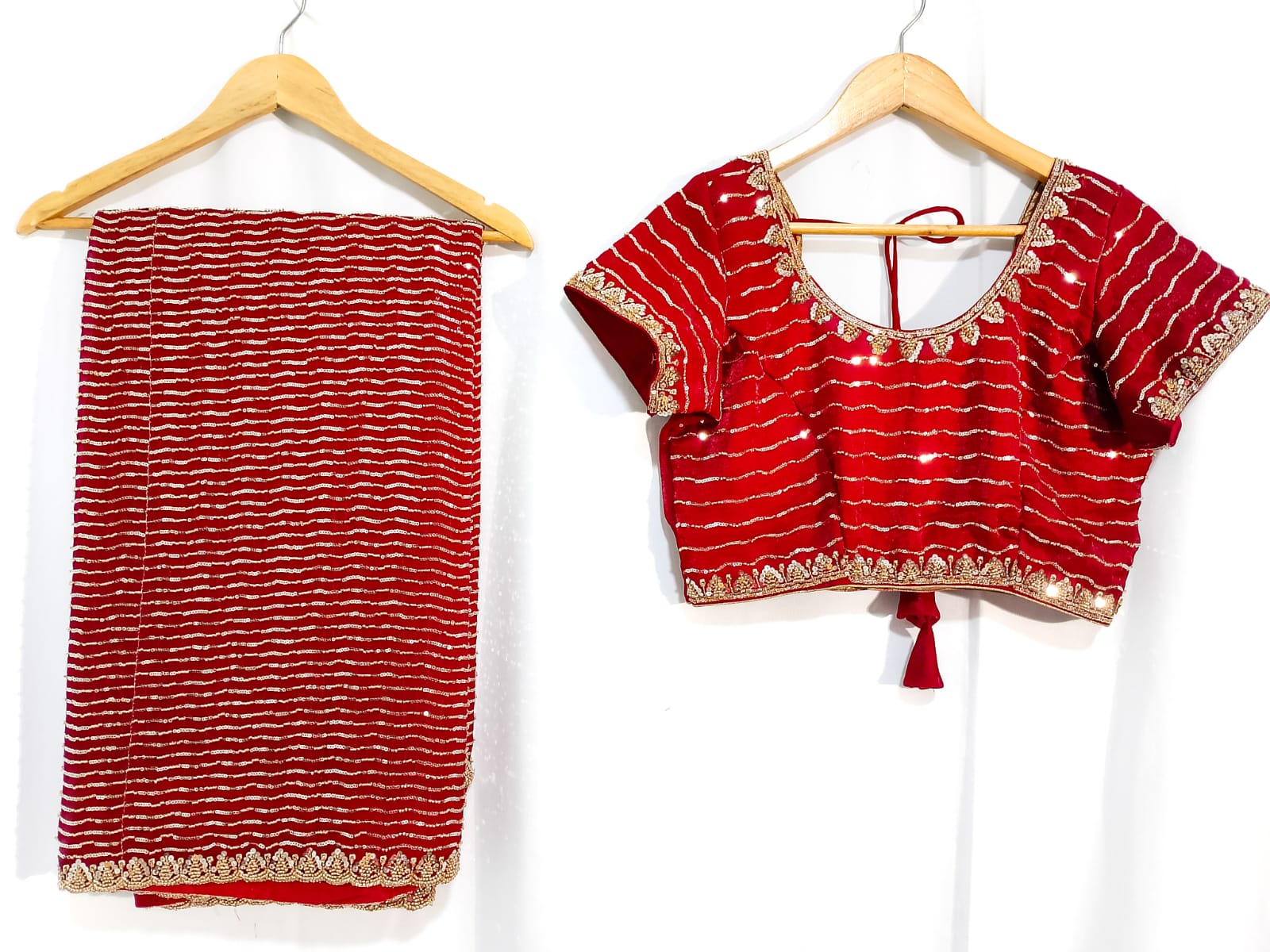 N1053: Ready To Ship Beautiful Sequence Work Saree With Stitched Blouse